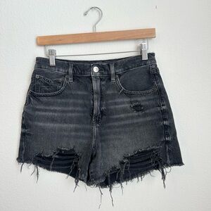 American Eagle Distressed High Waisted Black Jean Shorts - Size 6